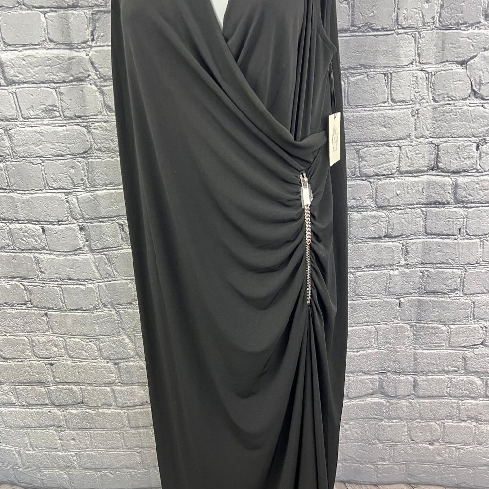 Chico's Dress Black Solid Zip Knit Kit Size 2 L 12 NWT - Picture 4 of 10
